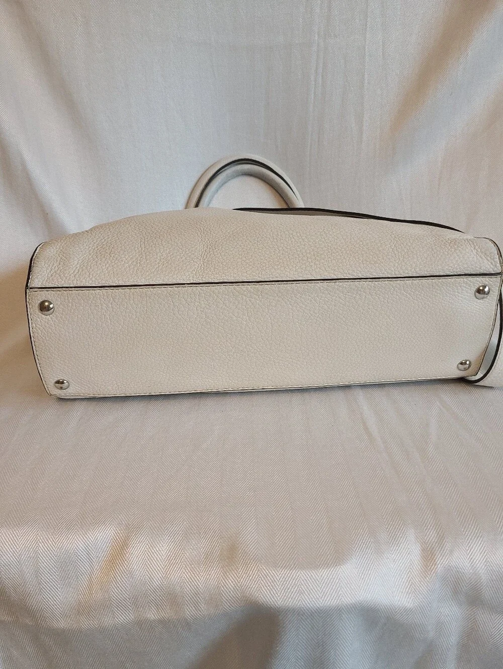 Michael Kors White/Off White Leather Satchel with Shoulder Strap